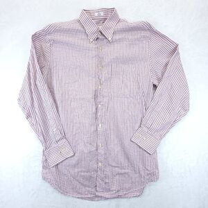 Peter Millar Button Down Shirt Men's Size Large Pink Brown Check Long Sleeve
